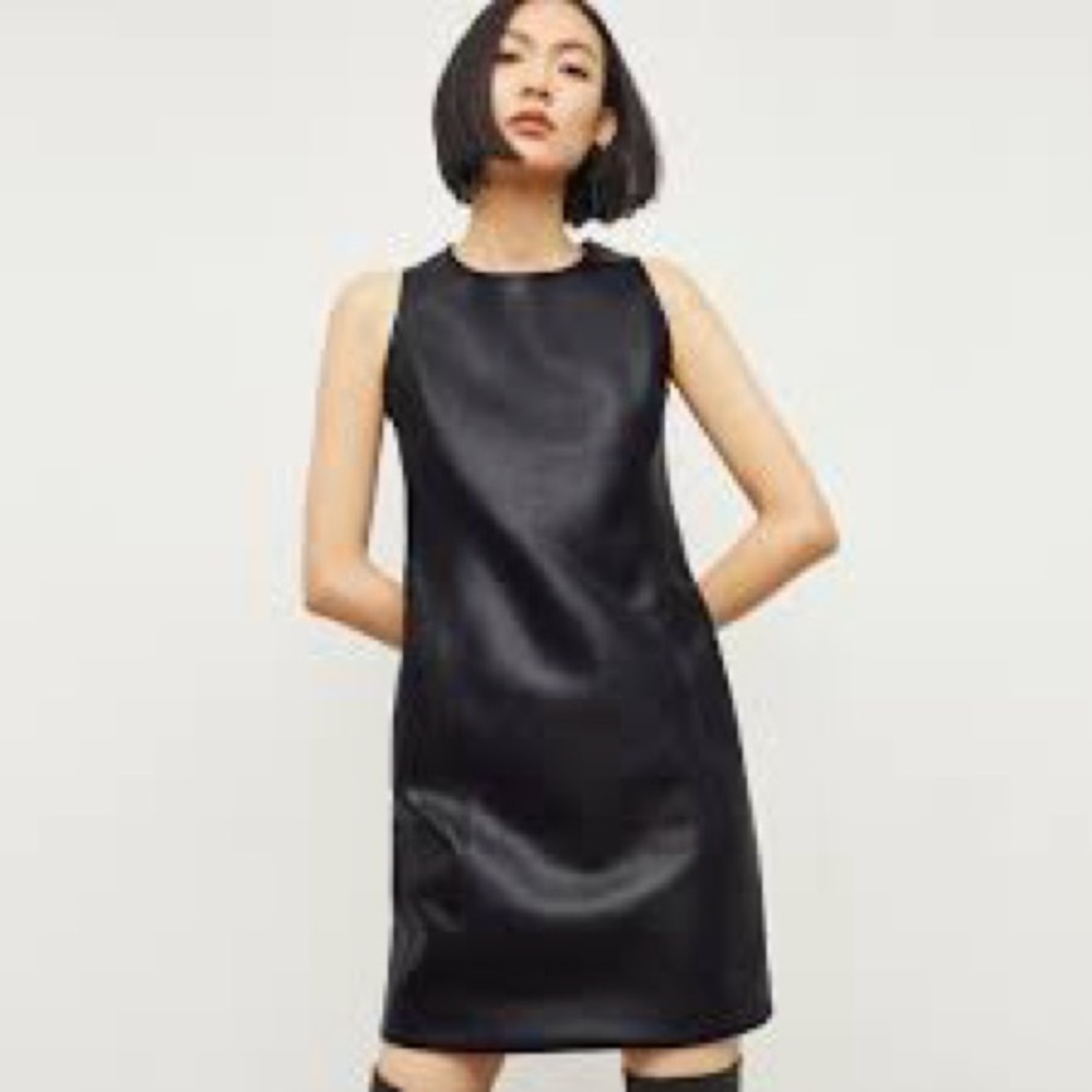 MM Lafleur Black Leather Mini Dress